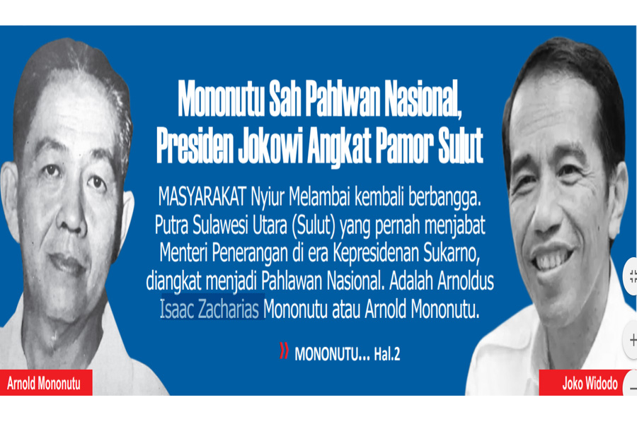 Mononutu Sah Pahlwan Nasional, Presiden Jokowi Angkat Pamor Sulut